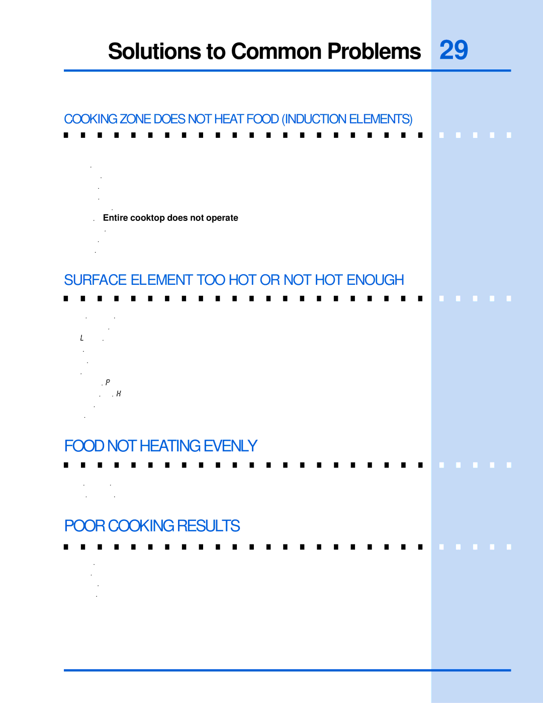 Electrolux 318 203 603 (0709) Food not Heating Evenly, Poor Cooking Results, Surface Element TOO HOT or not HOT Enough 
