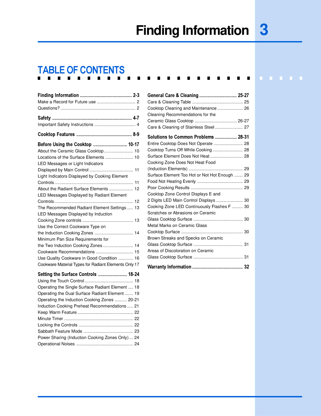 Electrolux 318 203 603 (0709) manual Table of Contents 