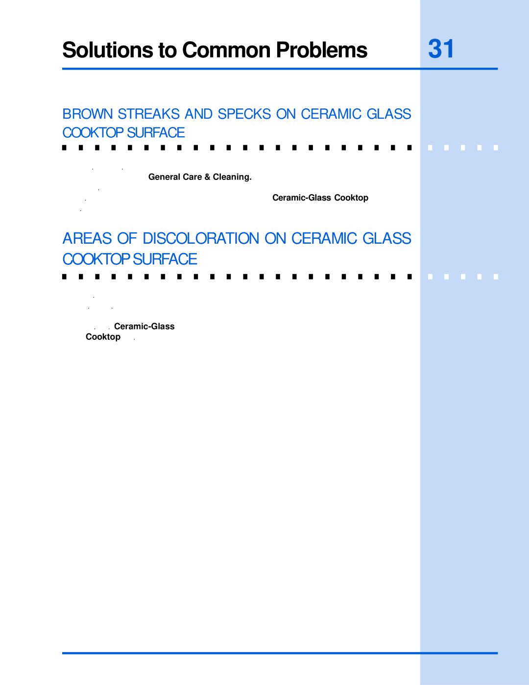 Electrolux 318 203 603 (0709) manual Areas of Discoloration on Ceramic Glass Cooktop Surface 