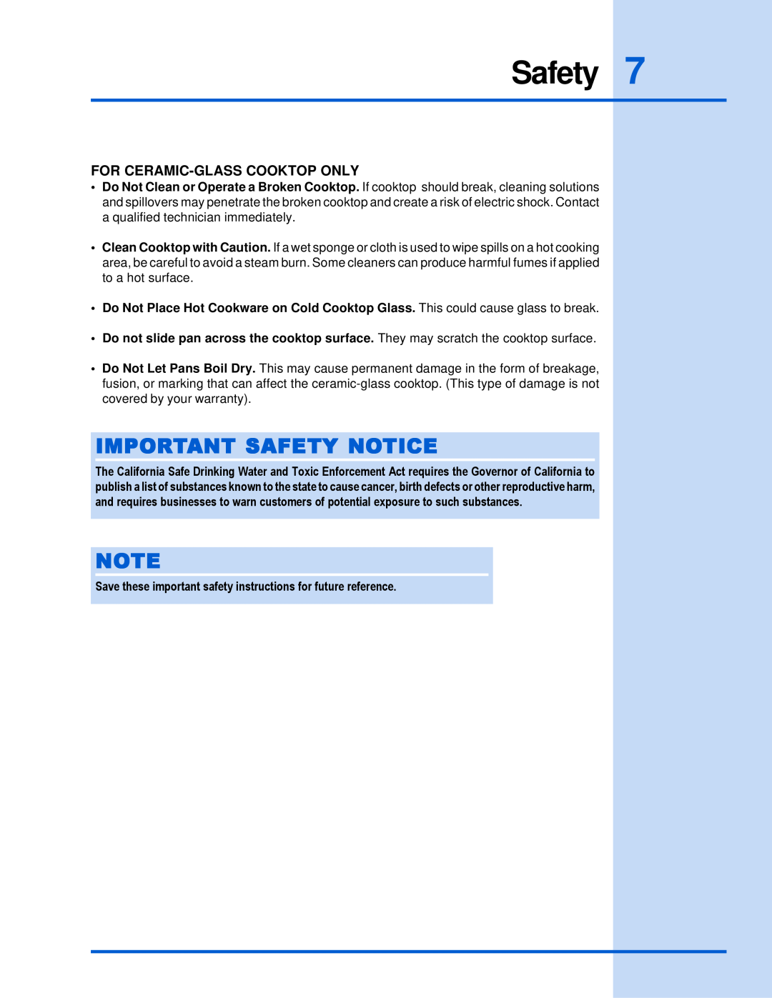 Electrolux 318 203 603 (0709) manual Important Safety Notice, For Ceramic-Glass Cooktop Only 