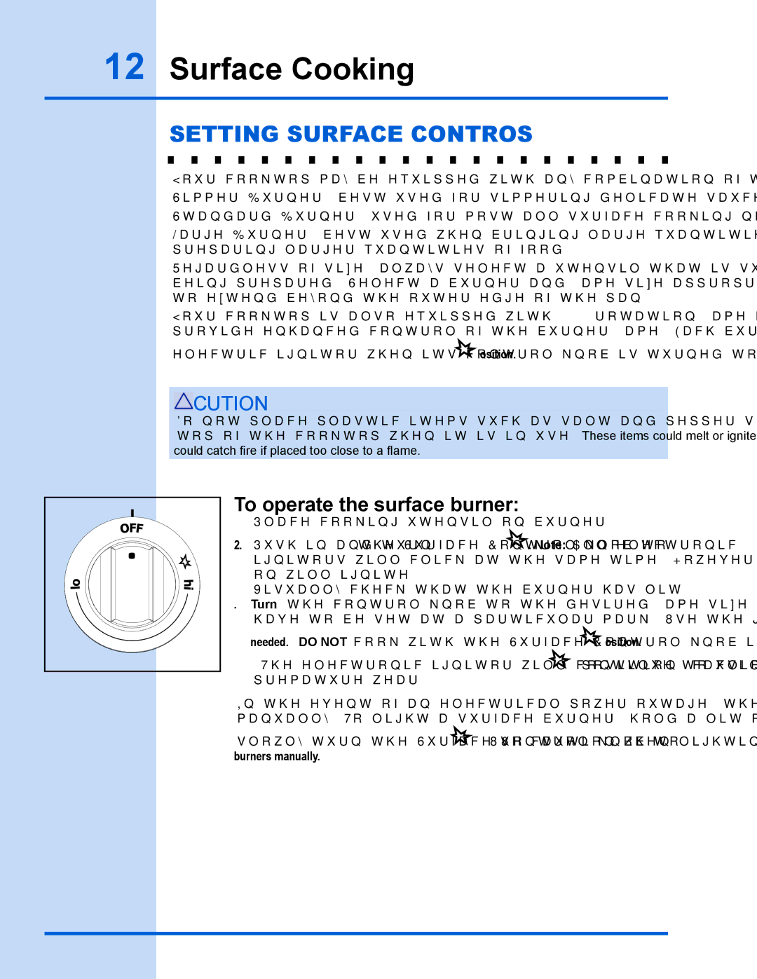 Electrolux 318 203 667 manual Setting surface controls, To operate the surface burner 