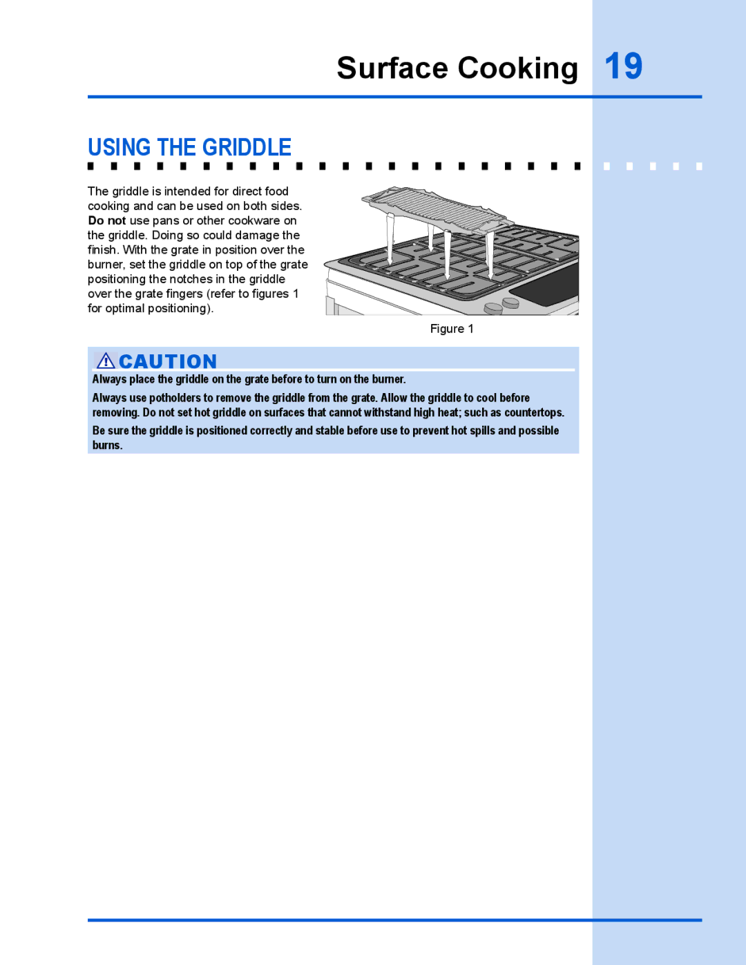 Electrolux 318 203 890 (1001) manual Using the griddle 