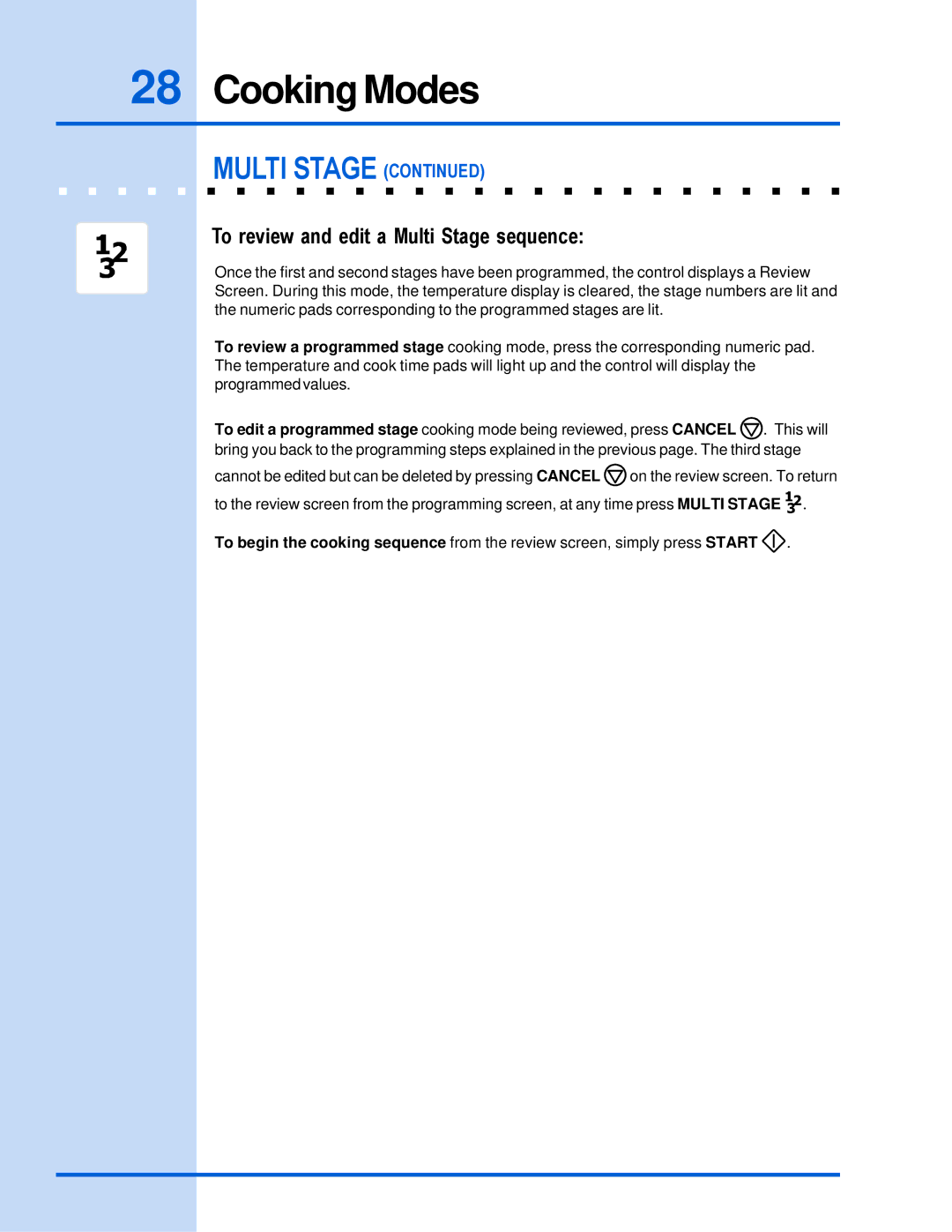 Electrolux 318 205 122 manual To review and edit a Multi Stage sequence 