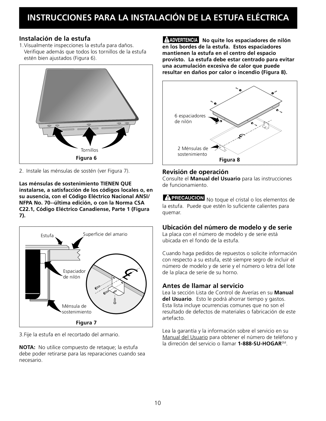 Electrolux 318201432 installation instructions Instalación de la estufa, Revisión de operación, Antes de llamar al servicio 