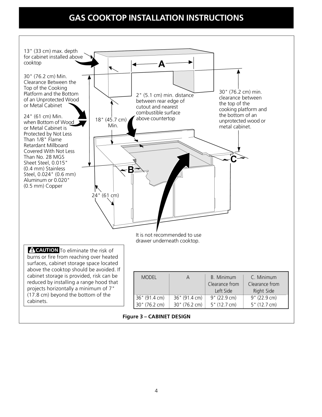 Electrolux 318201475 (0710) installation instructions 36 91.4 cm, 30 76.2 cm 