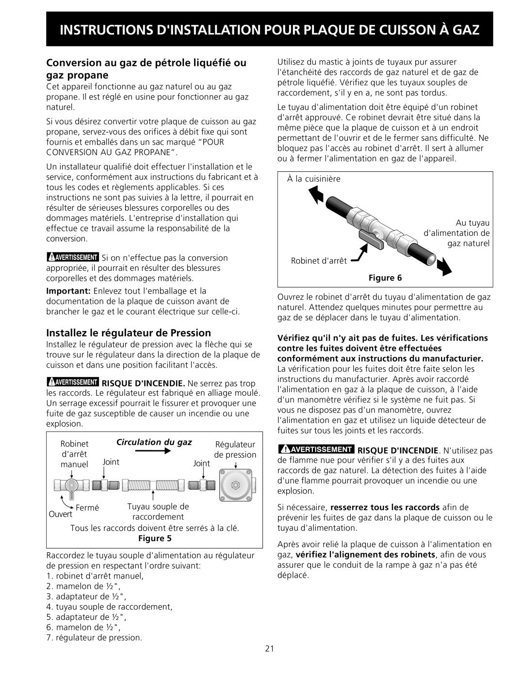 Electrolux 318201475 Conversion au gaz de pétrole liquéfié ou gaz propane, Installez le régulateur de Pression 