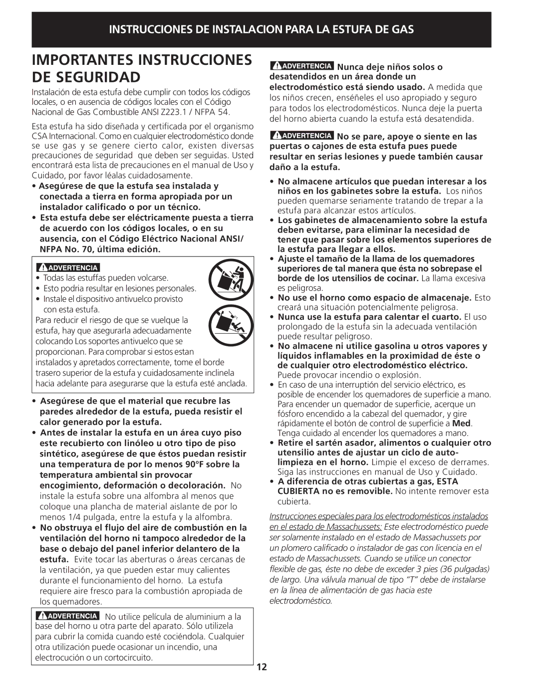 Electrolux 318201775 installation instructions Importantes Instrucciones DE Seguridad 