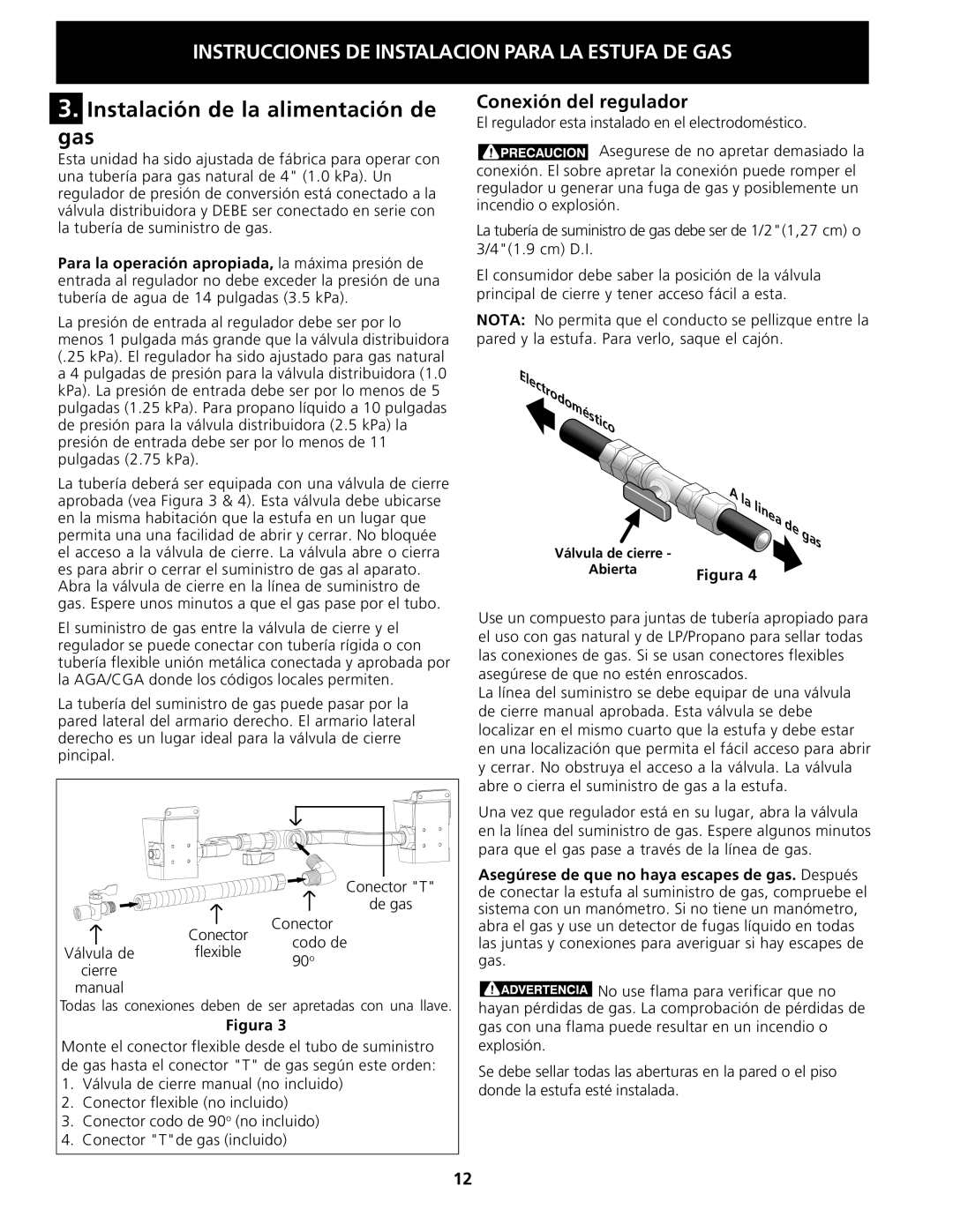 Electrolux 318201778 installation instructions Instalación de la alimentación de Gas, Conexión del regulador 