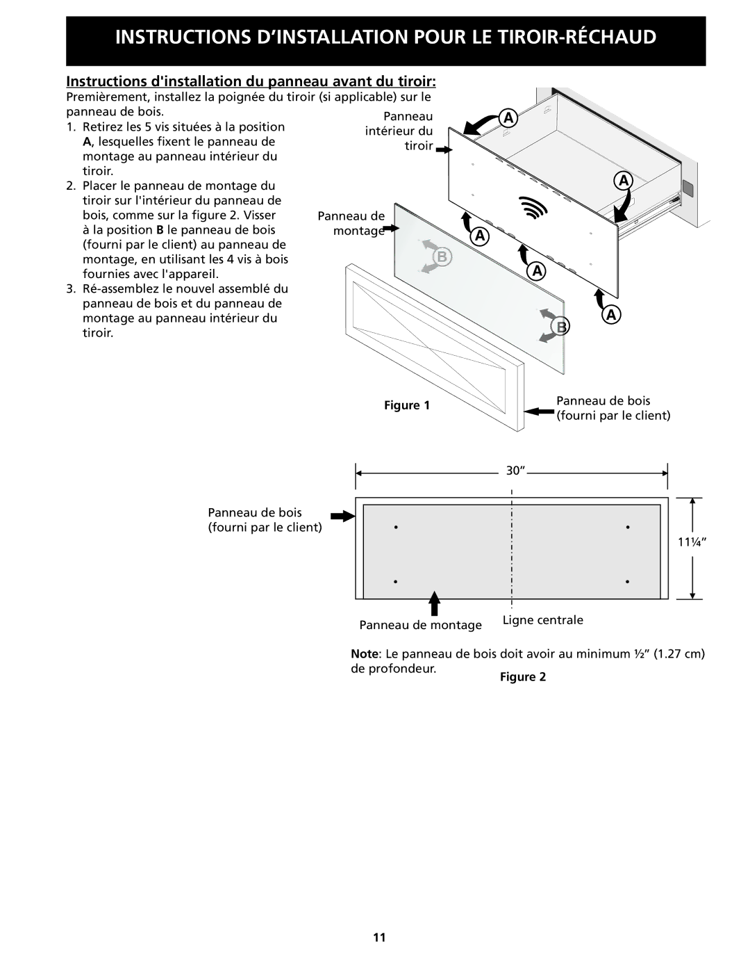 Electrolux 318201808 installation instructions Instructions dinstallation du panneau avant du tiroir 