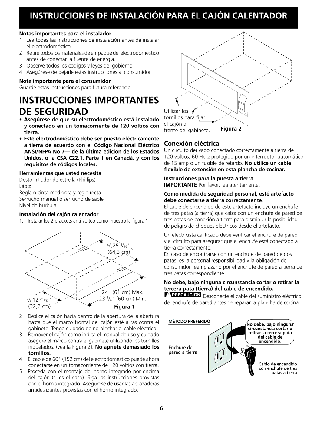 Electrolux 318201810 Conexión eléctrica, Notas importantes para el instalador, Nota importante para el consumidor 