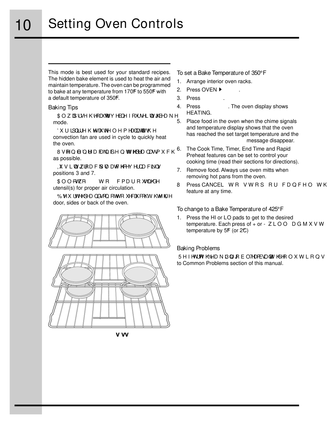 Electrolux 318205134 manual Baking Tips, To set a Bake Temperature of 350F, To change to a Bake Temperature of 425F 