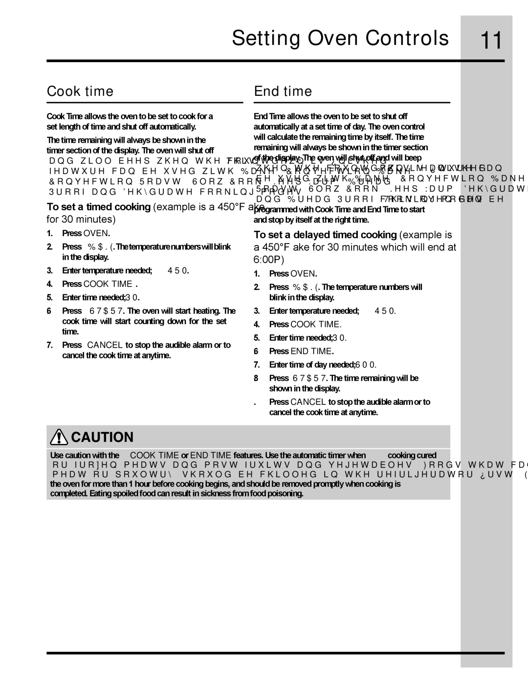 Electrolux 318205134 manual Cook time End time, Press Cook Time, Press END Time 