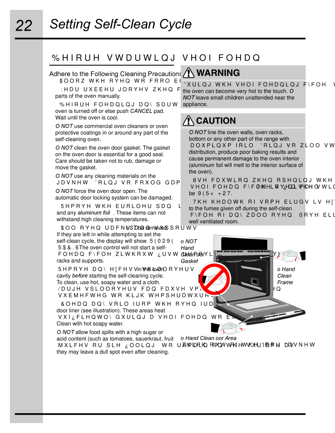 Electrolux 318205134 Setting Self-Clean Cycle, Before starting self-clean, Adhere to the Following Cleaning Precautions 