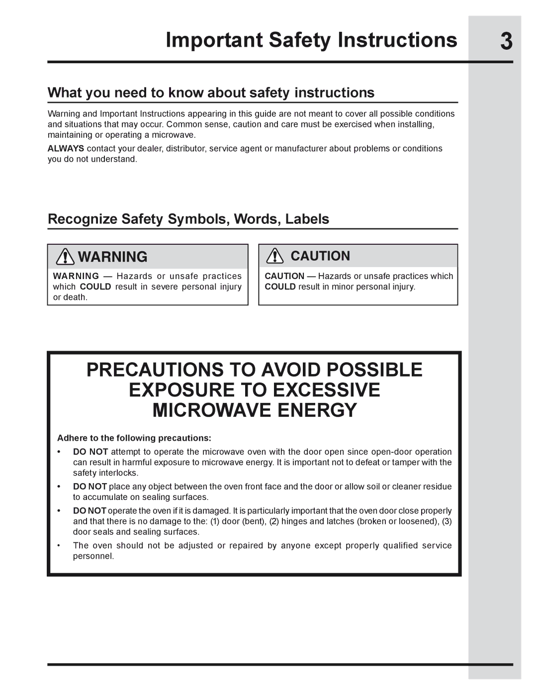 Electrolux 318205319 manual Important Safety Instructions, What you need to know about safety instructions 