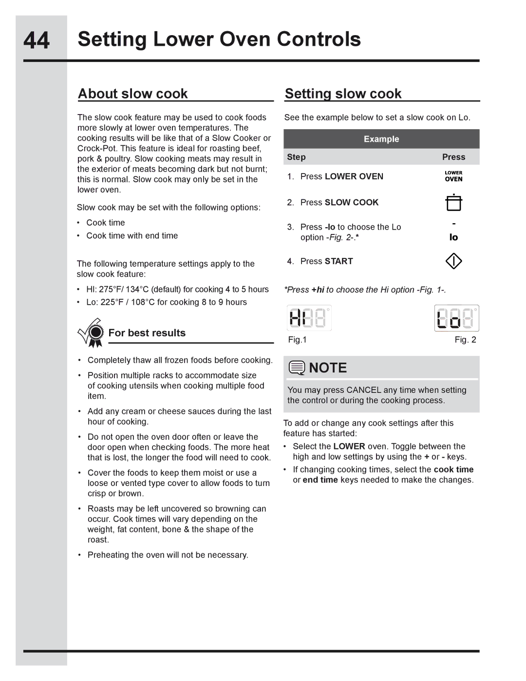 Electrolux 318205319 manual About slow cook, Setting slow cook 