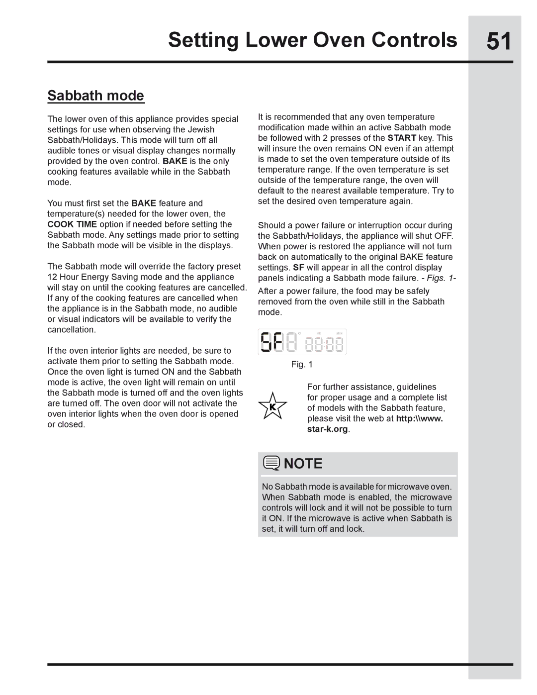 Electrolux 318205319 manual Sabbath mode 