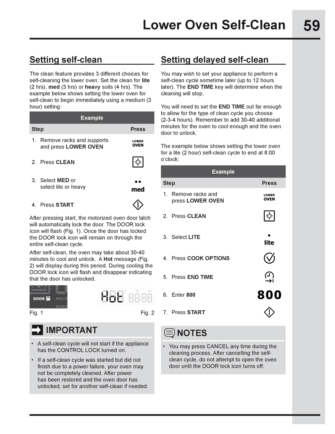 Electrolux 318205319 manual Setting self-clean, Setting delayed self-clean 