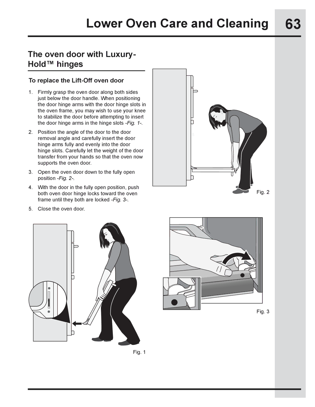 Electrolux 318205319 manual To replace the Lift-Off oven door 