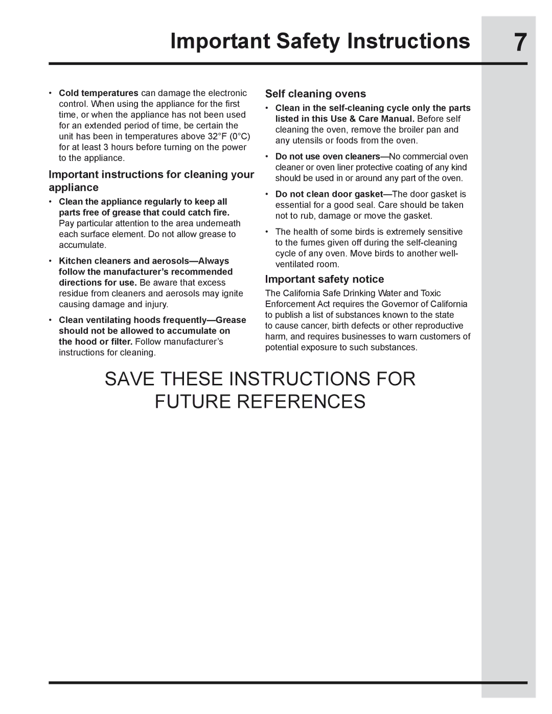 Electrolux 318205319 Important instructions for cleaning your appliance, Self cleaning ovens, Important safety notice 