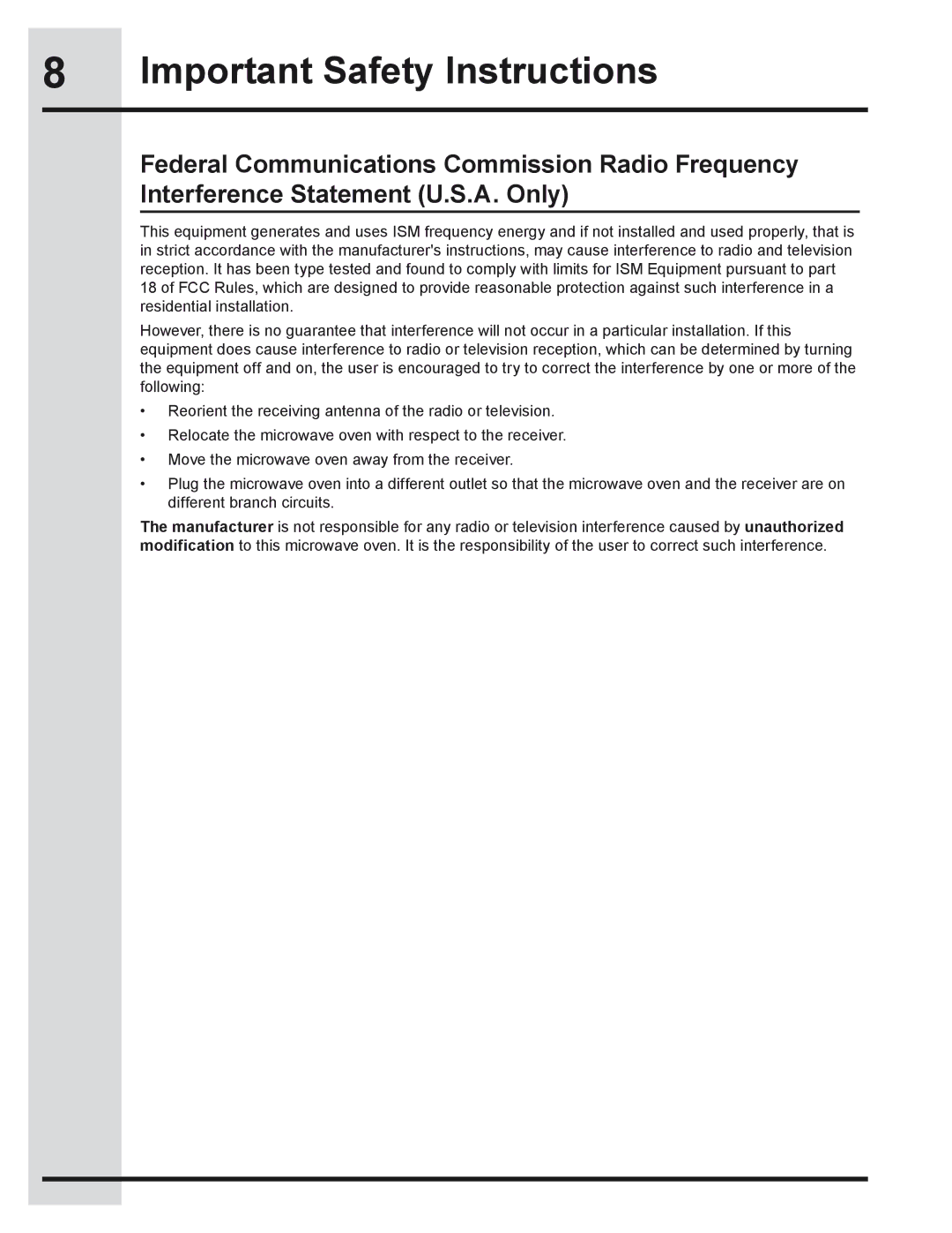 Electrolux 318205319 manual Important Safety Instructions 