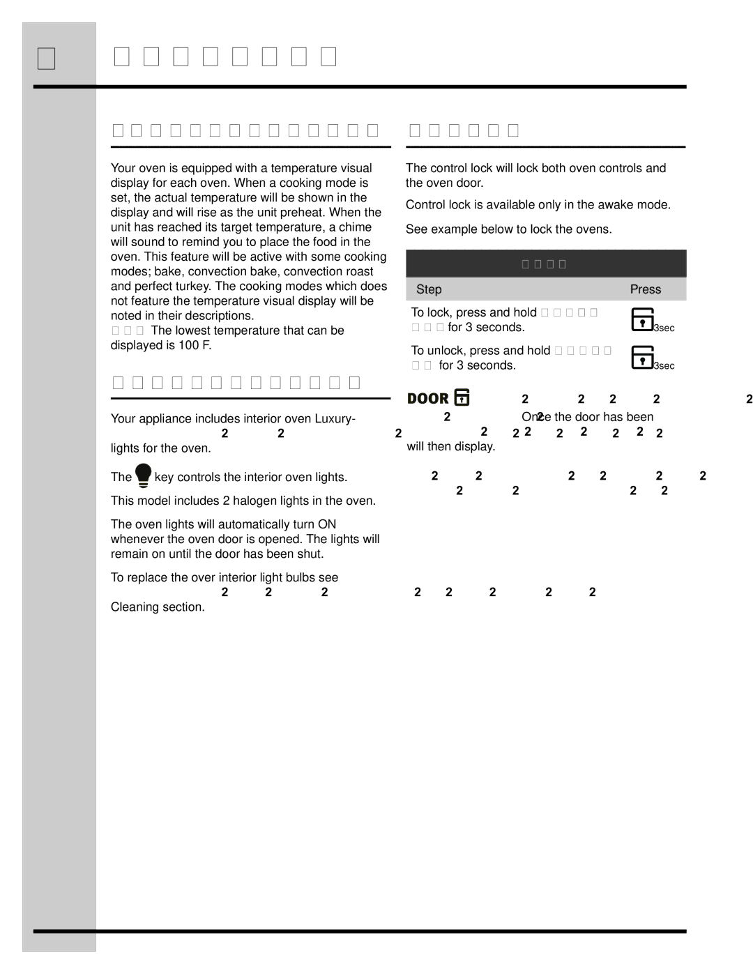 Electrolux 318205832 manual Temperature visual display Control lock, Interior Luxury-Lighting 