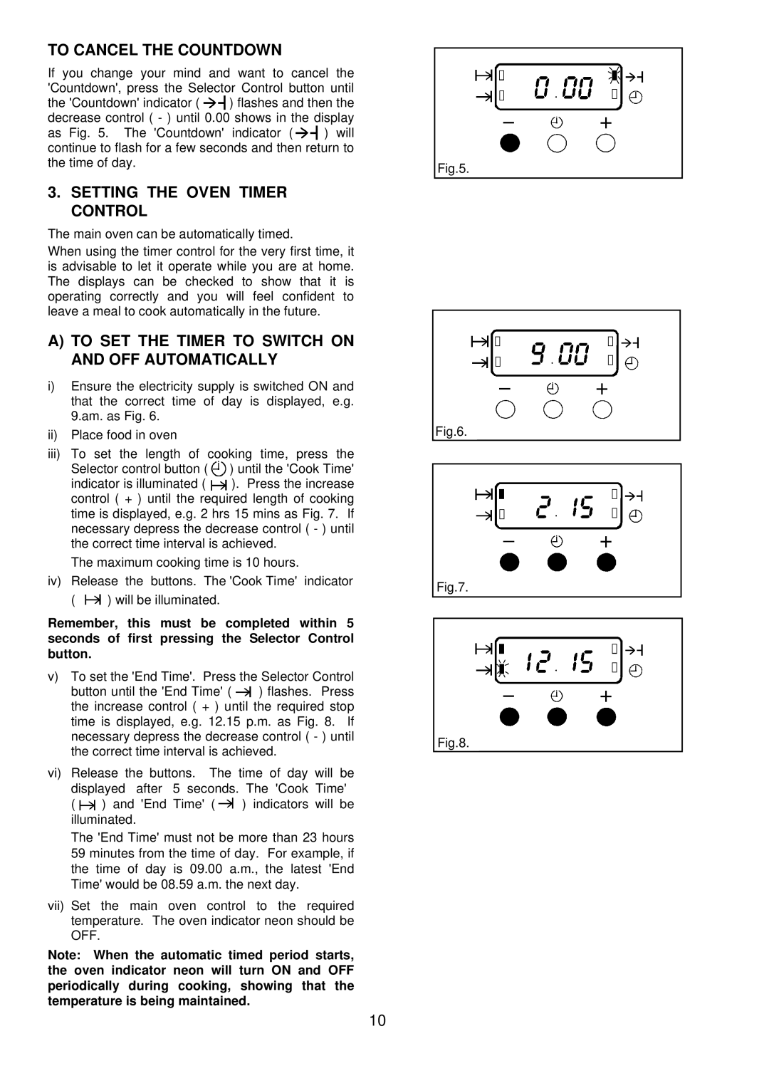 Electrolux 3210 BU installation instructions To Cancel the Countdown, Setting the Oven Timer Control 