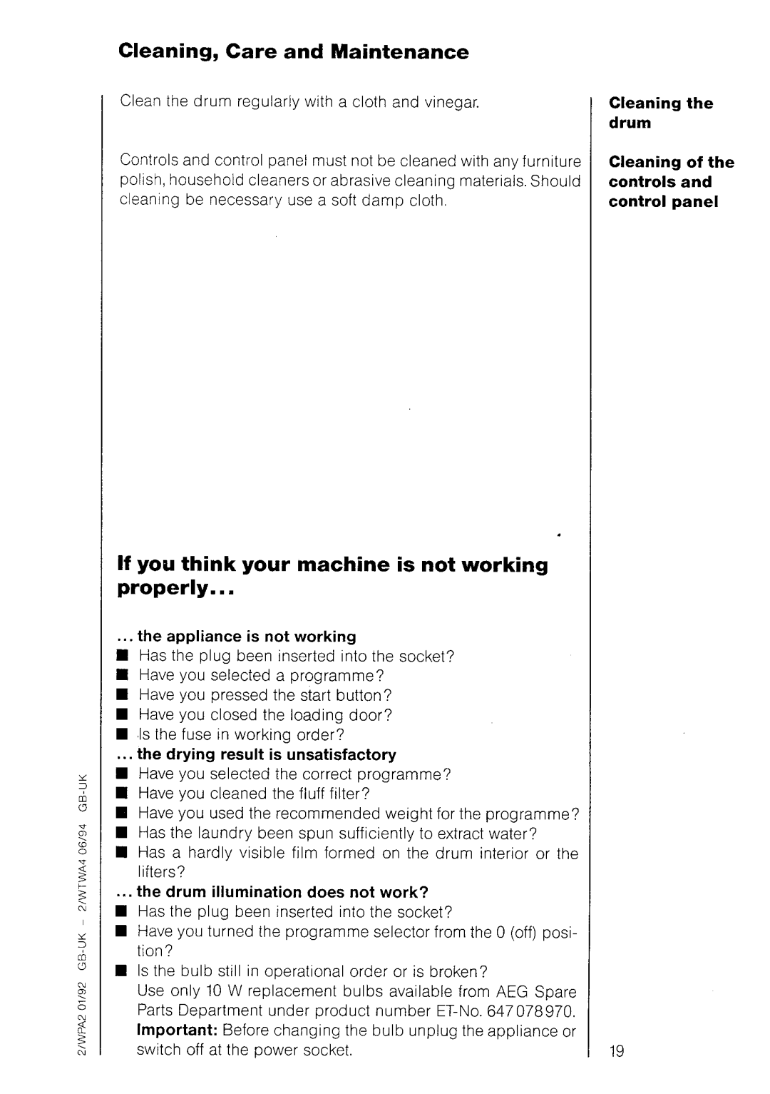 Electrolux 320, 323 manual 