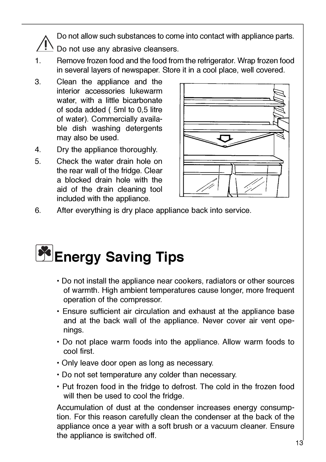 Electrolux 3232-5 KG operating instructions Energy Saving Tips 