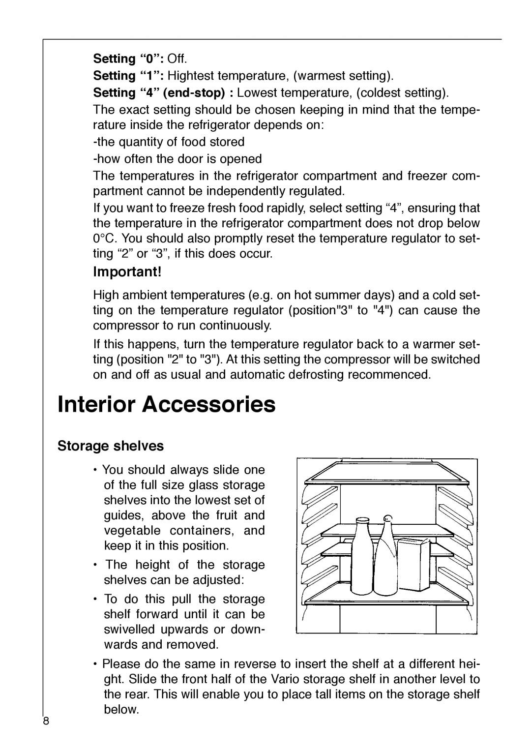 Electrolux 3232-5 KG operating instructions Interior Accessories, Storage shelves 