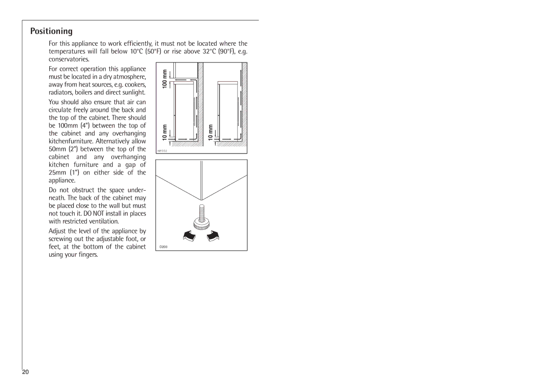 Electrolux 3250-6KG manual Positioning 