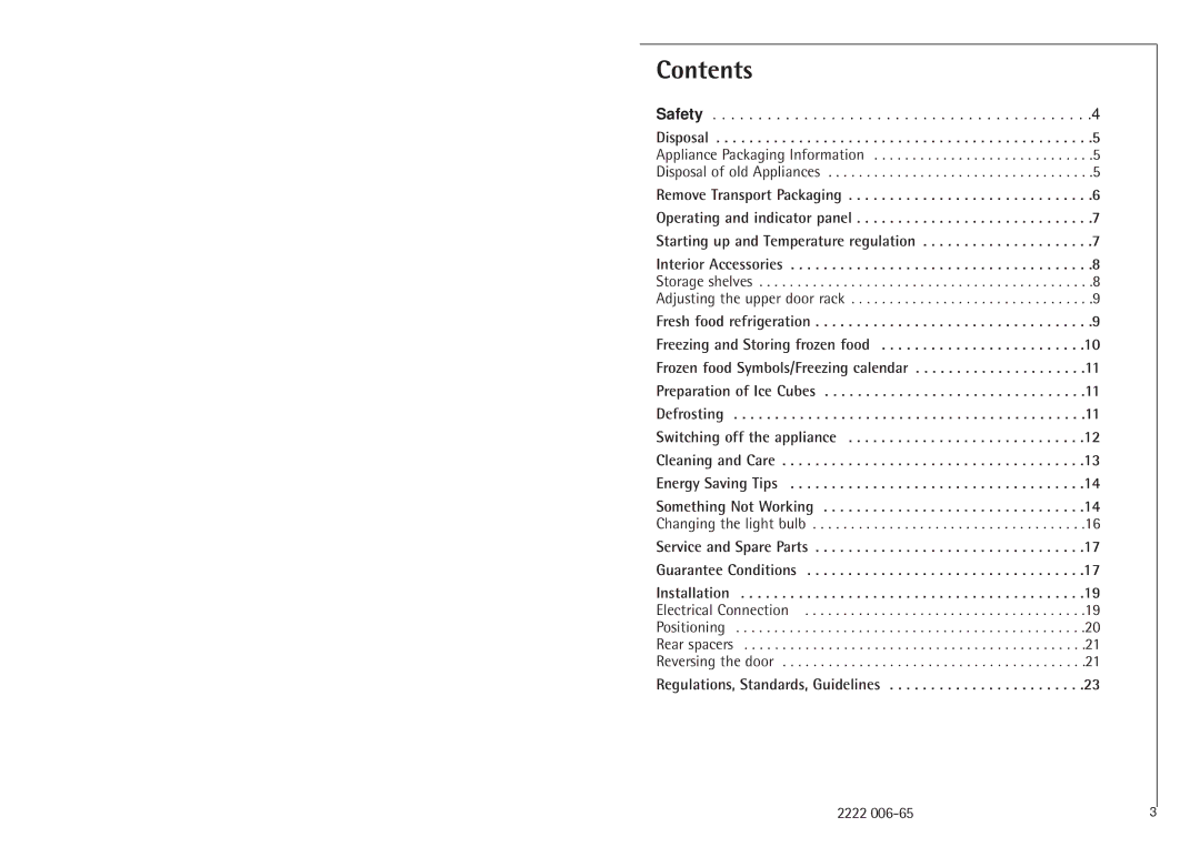 Electrolux 3250-6KG manual Contents 