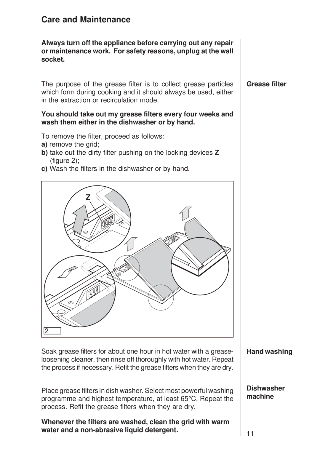 Electrolux 335 D operating instructions Care and Maintenance 