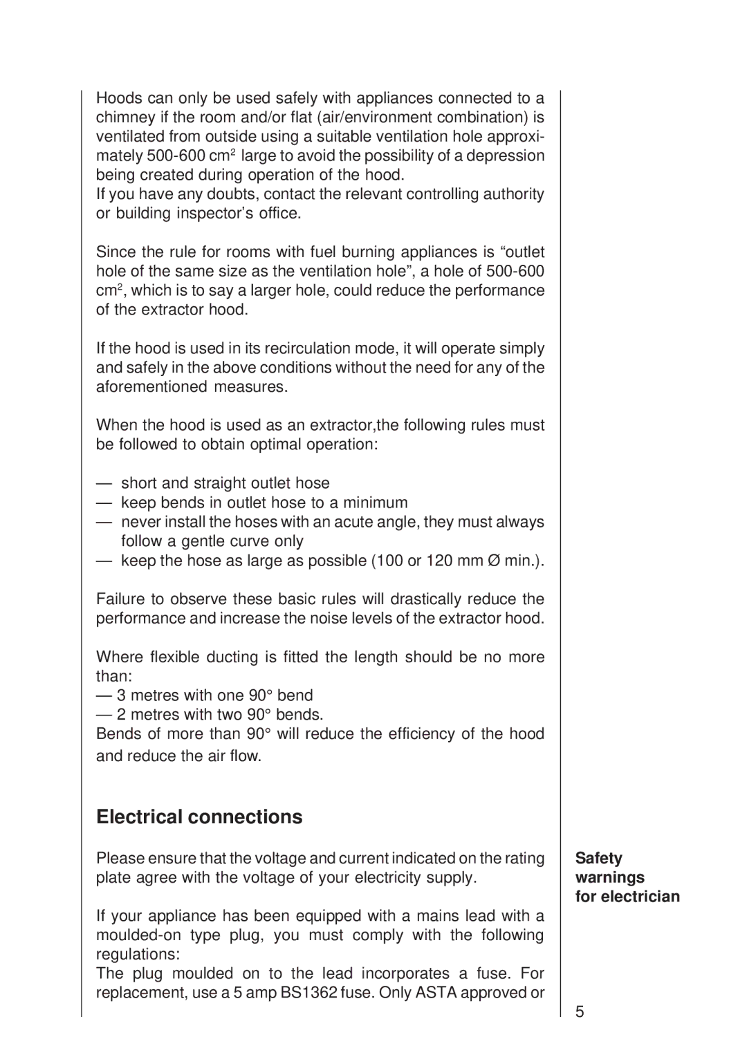 Electrolux 335 D operating instructions Electrical connections, Safety warnings for electrician 