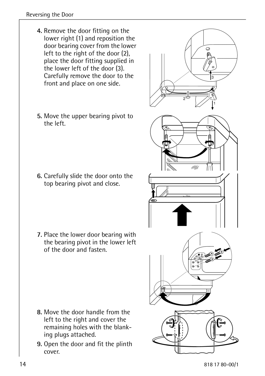 Electrolux 3350-6 KA operating instructions Move the upper bearing pivot to the left 