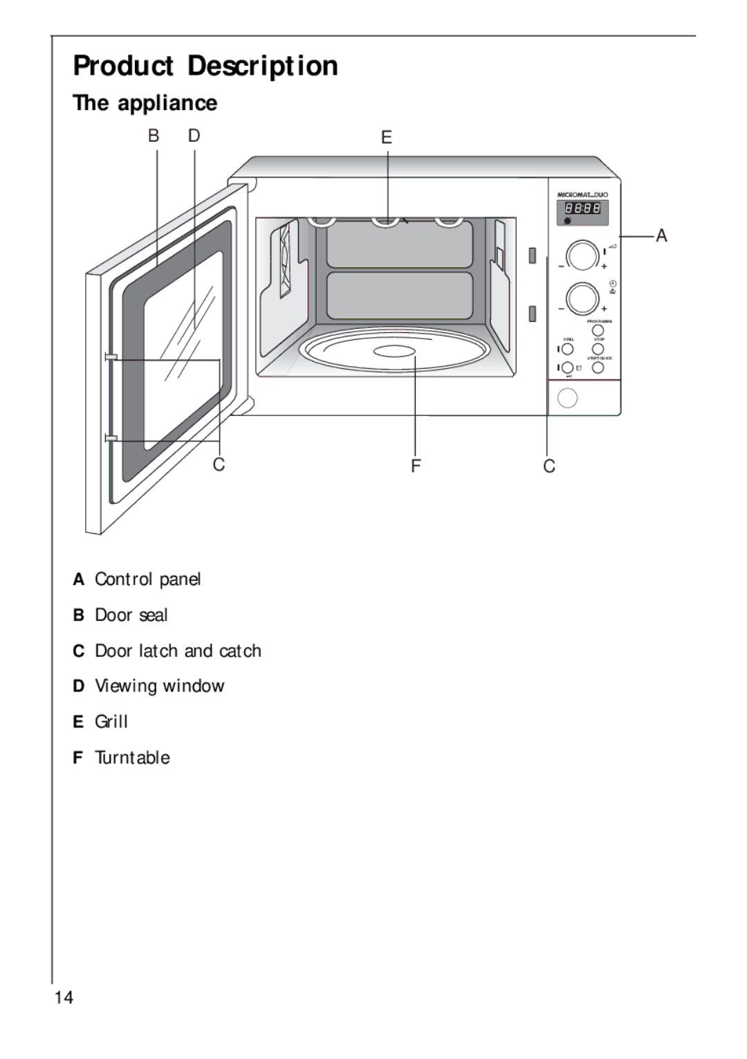 Electrolux 343 E, 343 U manual Product Description, Appliance 