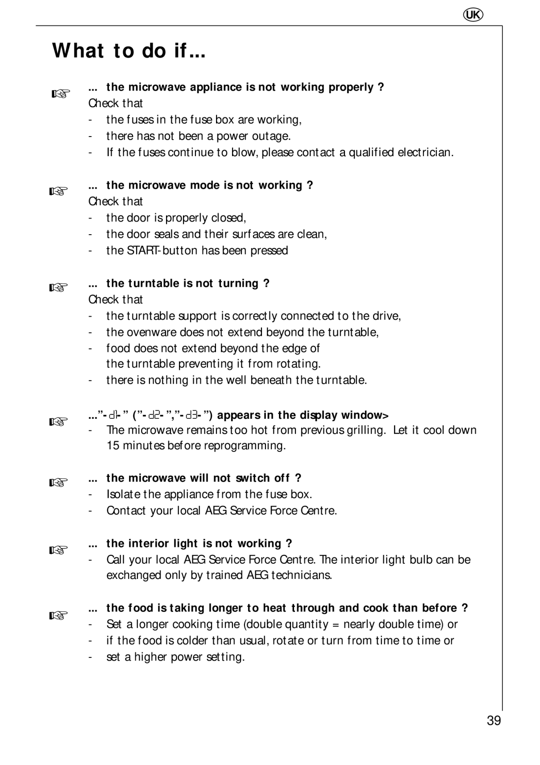 Electrolux 343 U, 343 E manual What to do if 