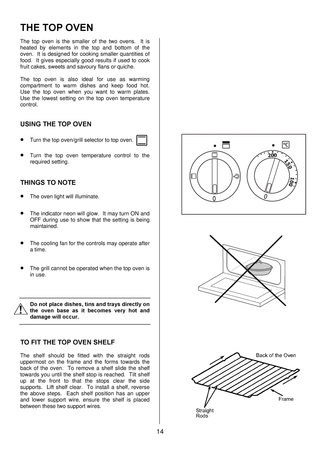 Electrolux 349095801 manual Using the TOP Oven, To FIT the TOP Oven Shelf 