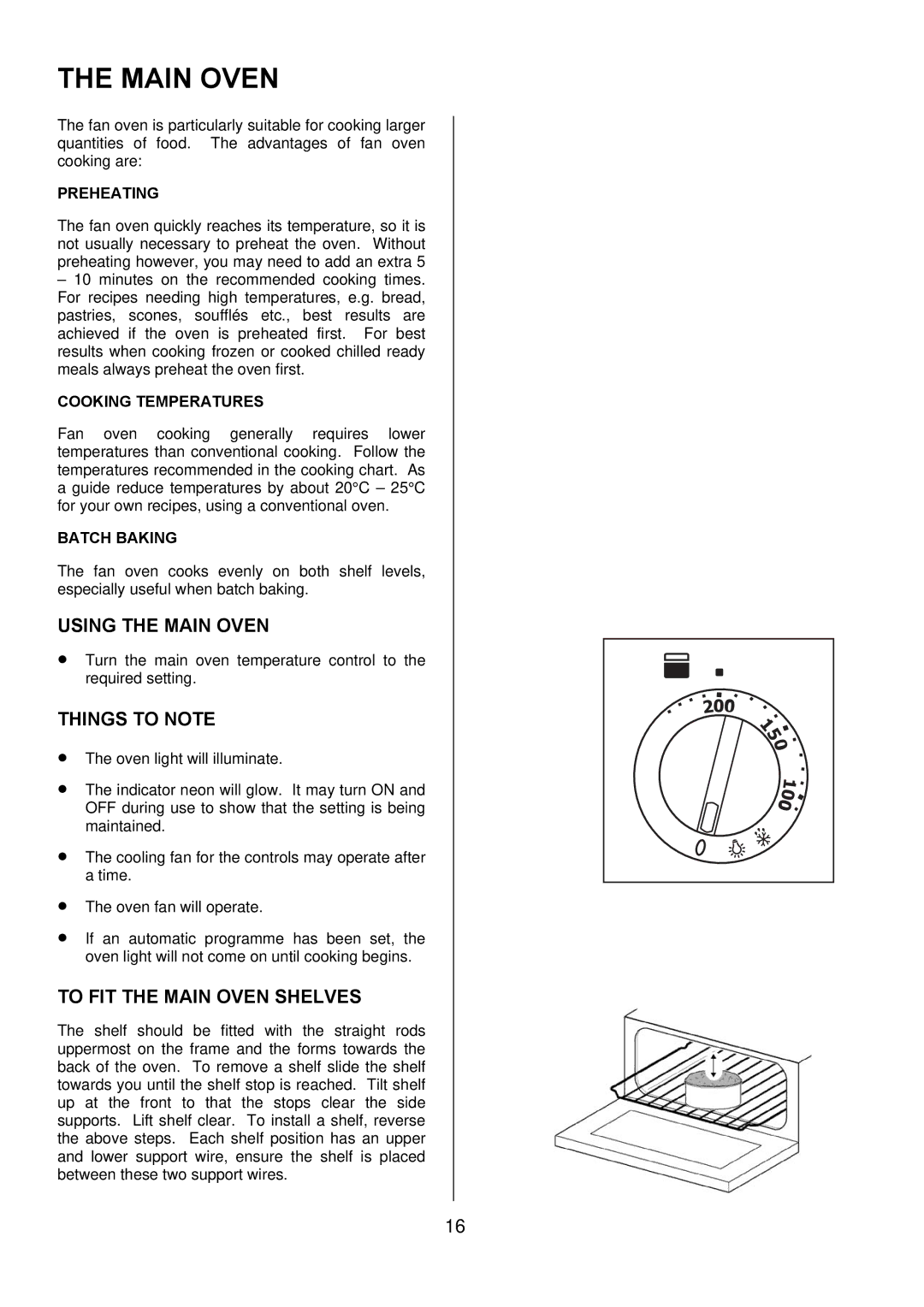 Electrolux 349095801 manual Using the Main Oven, To FIT the Main Oven Shelves 