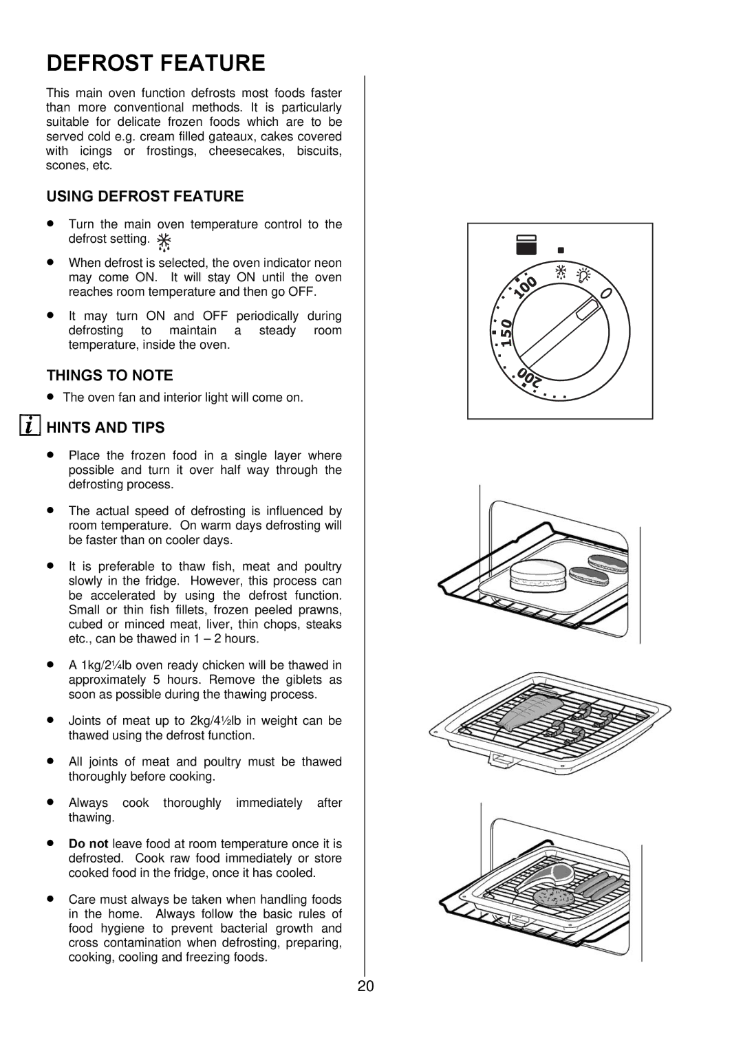 Electrolux 349095801 manual Using Defrost Feature 