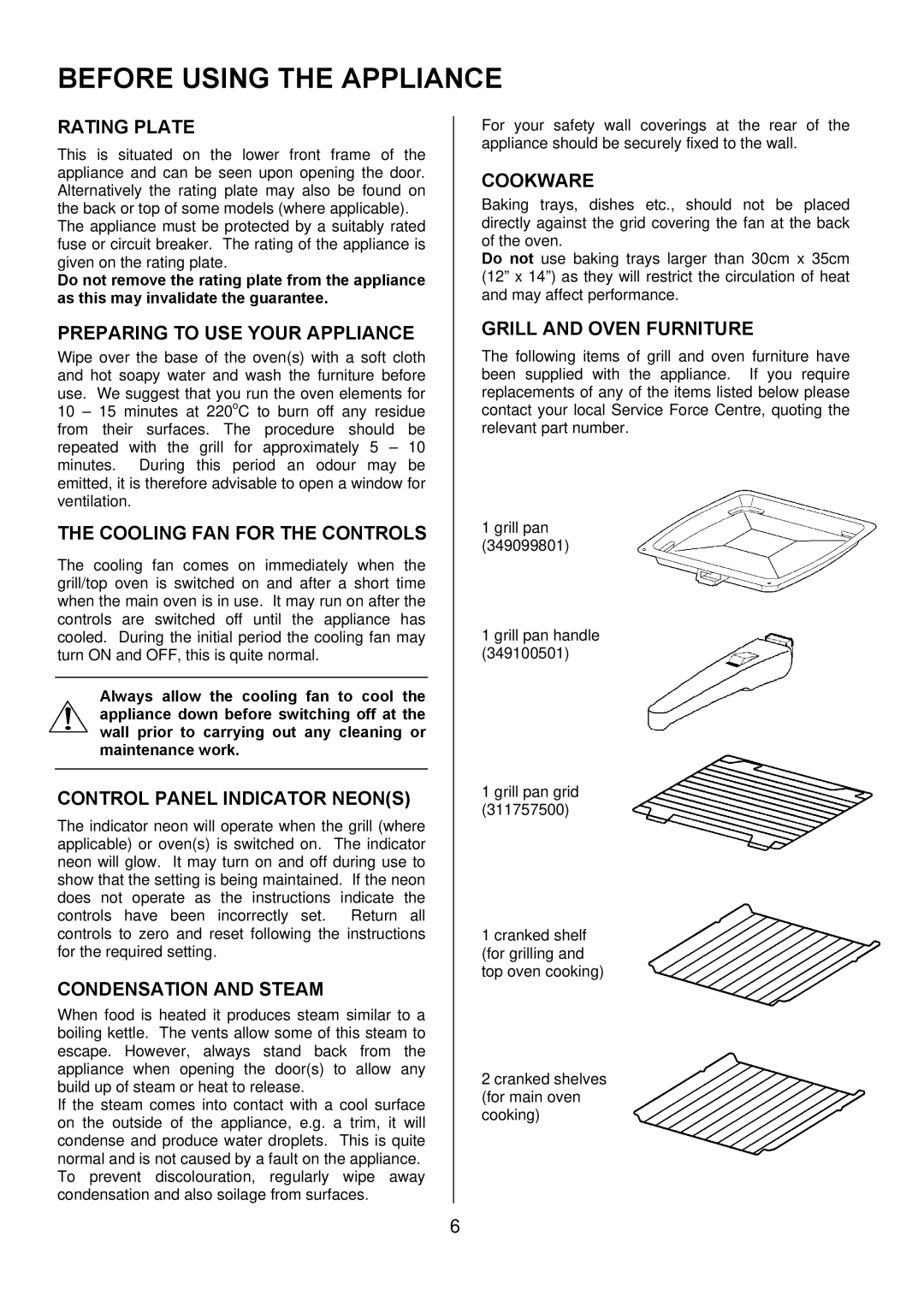 Electrolux 349095801 manual Before Using the Appliance 