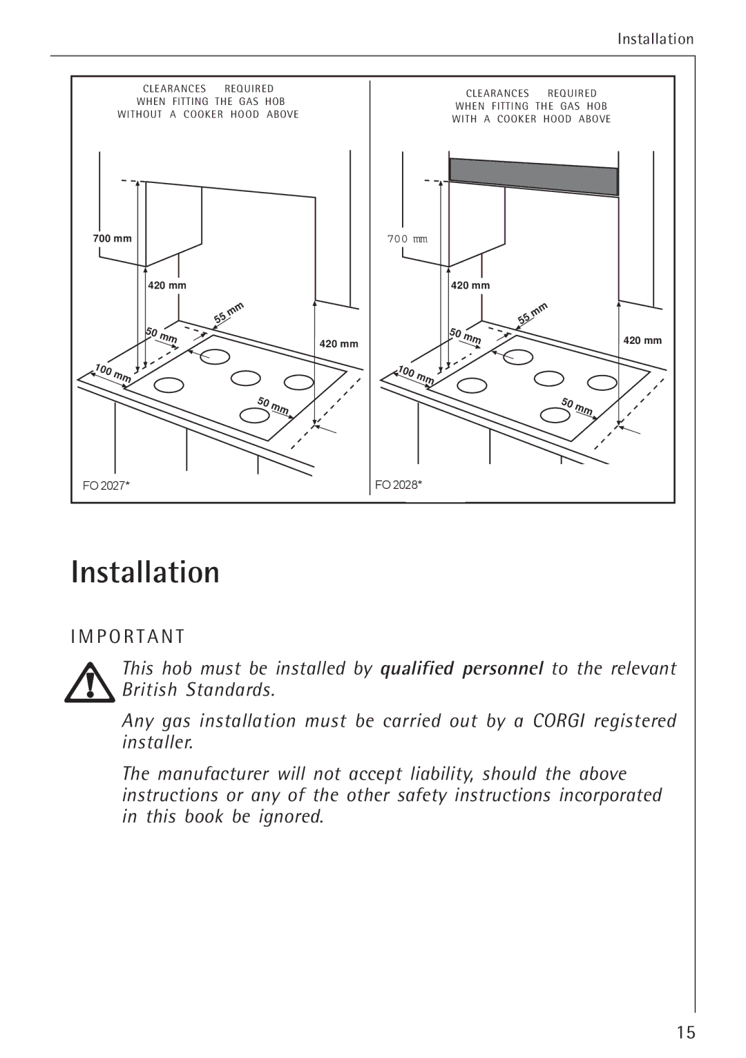 Electrolux 34942G operating instructions Installation 