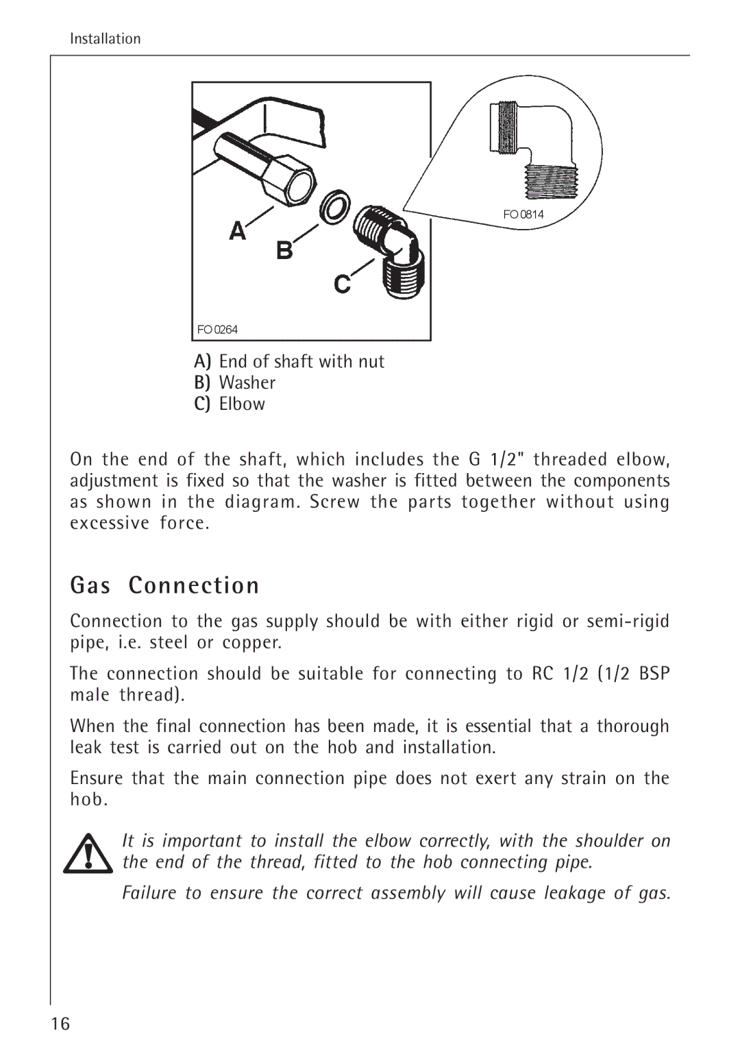 Electrolux 34942G operating instructions Gas Connection 