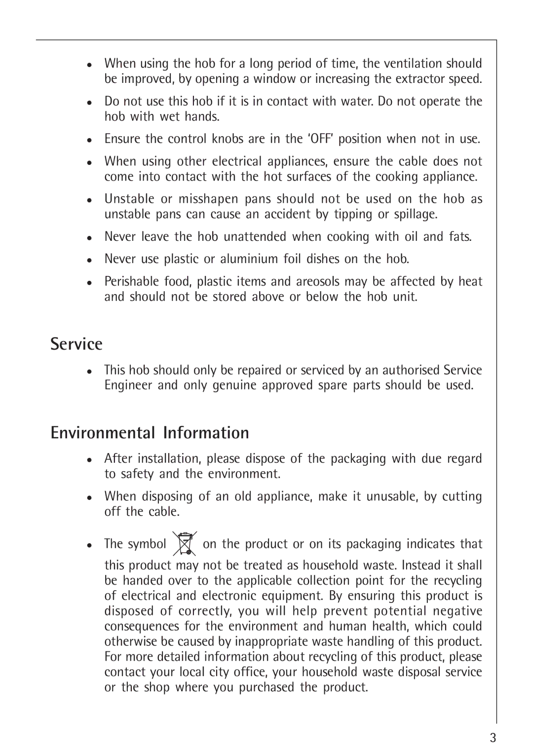 Electrolux 34942G operating instructions Service, Environmental Information 