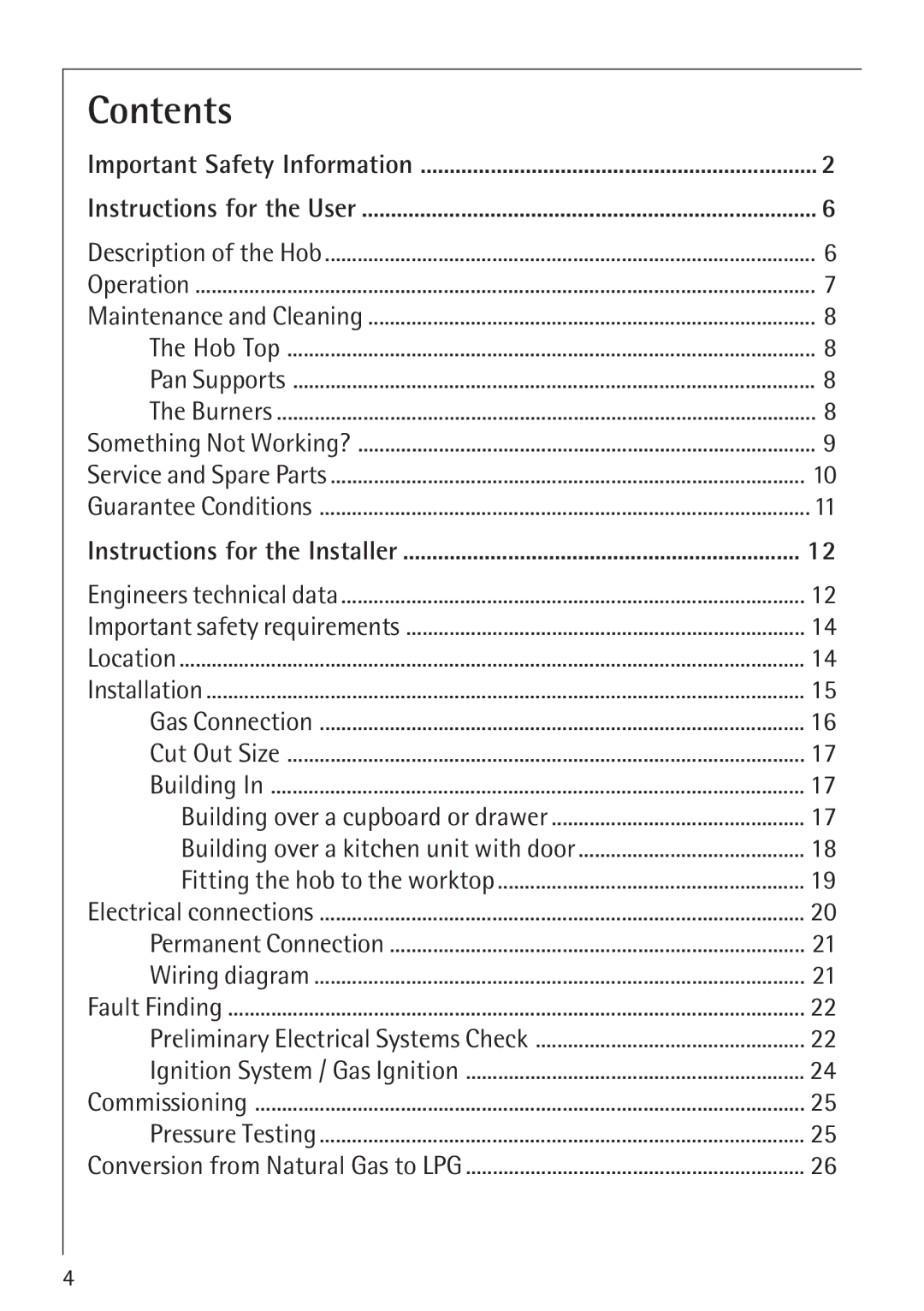 Electrolux 34942G operating instructions Contents 