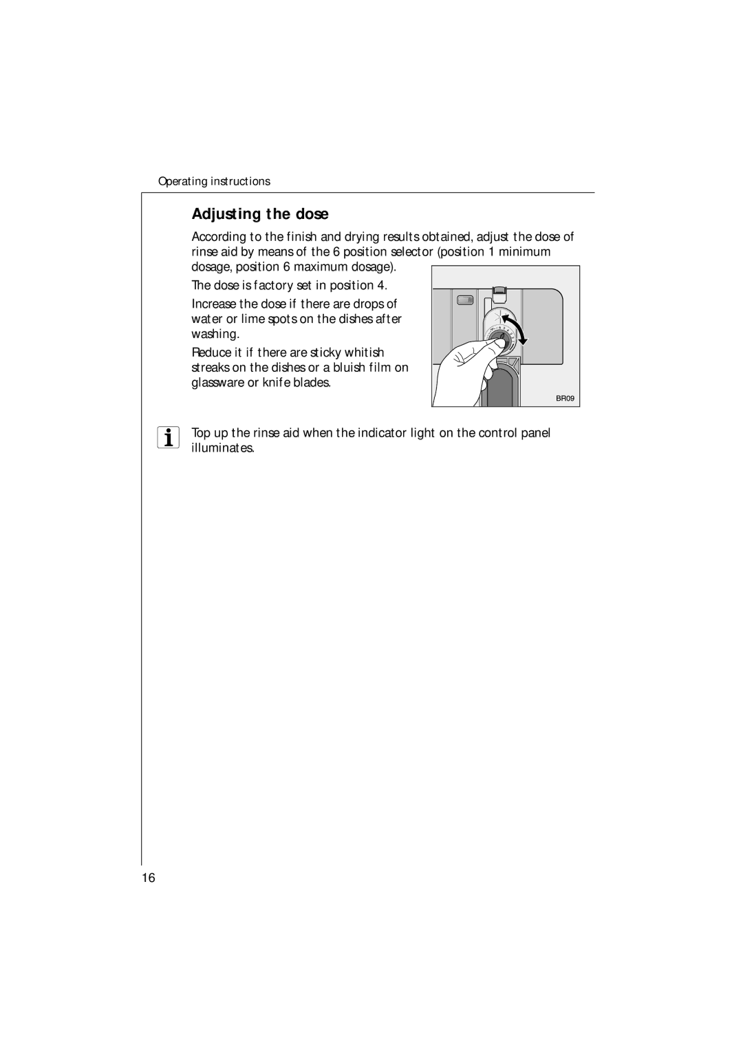 Electrolux 35085 VI manual Adjusting the dose 