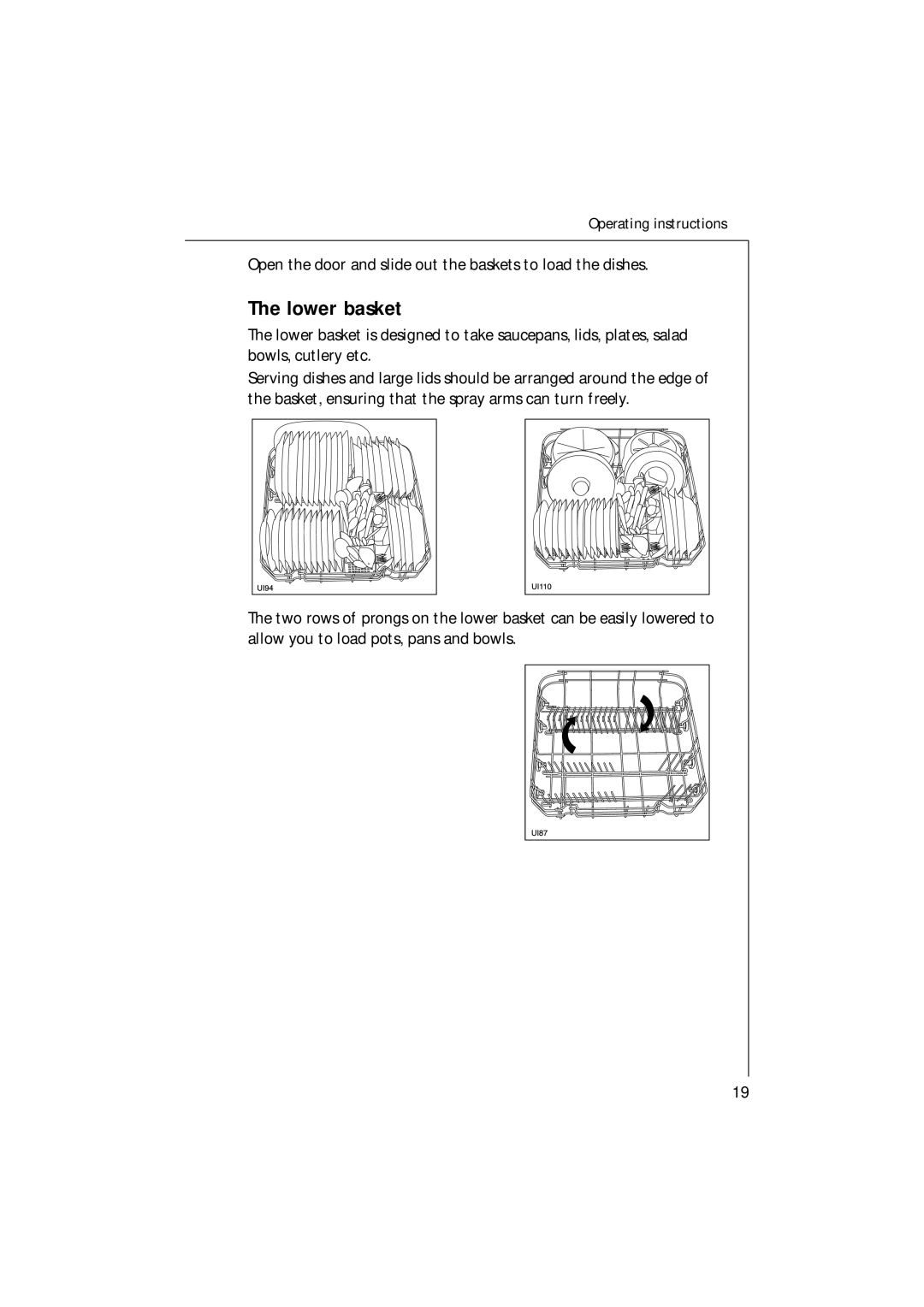 Electrolux 35085 VI manual Lower basket 