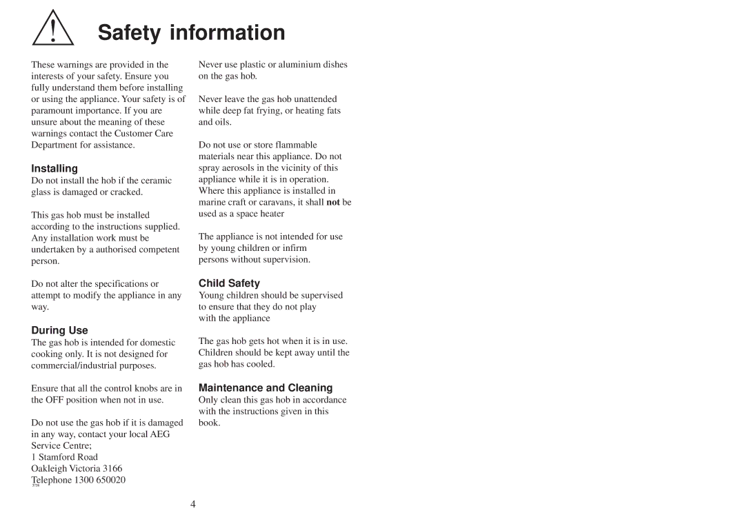 Electrolux 3531 WK-M manual Safety information, Installing, During Use, Child Safety, Maintenance and Cleaning 