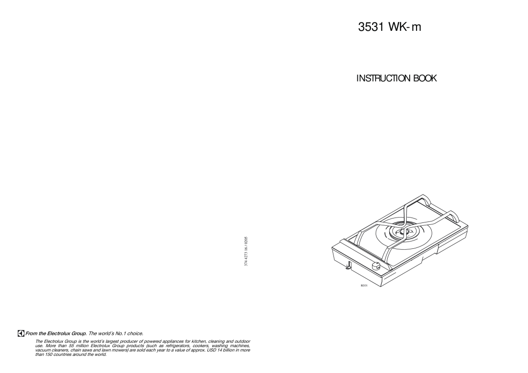 Electrolux 3531 WK-M manual WK-m, Instruction Book 