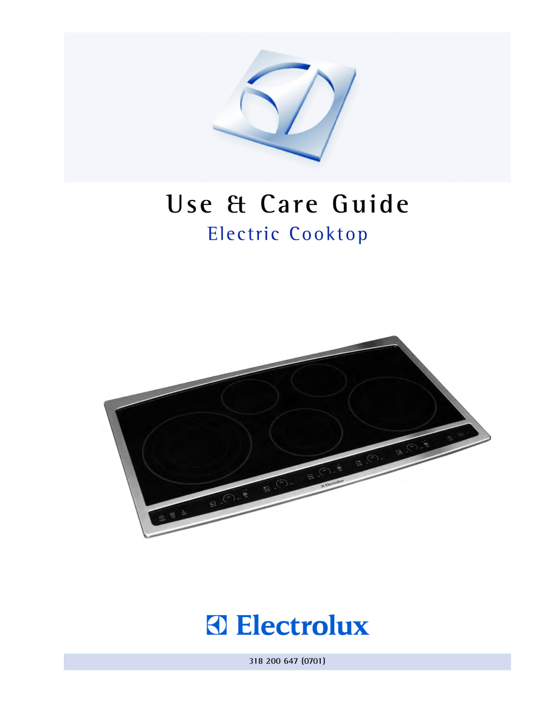 Electrolux 36 manual Use & Care Guide, 318 200 647 