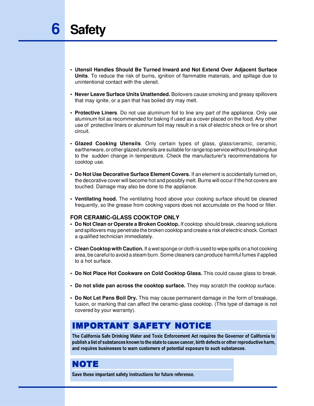 Electrolux 36 manual Important Safety Notice 